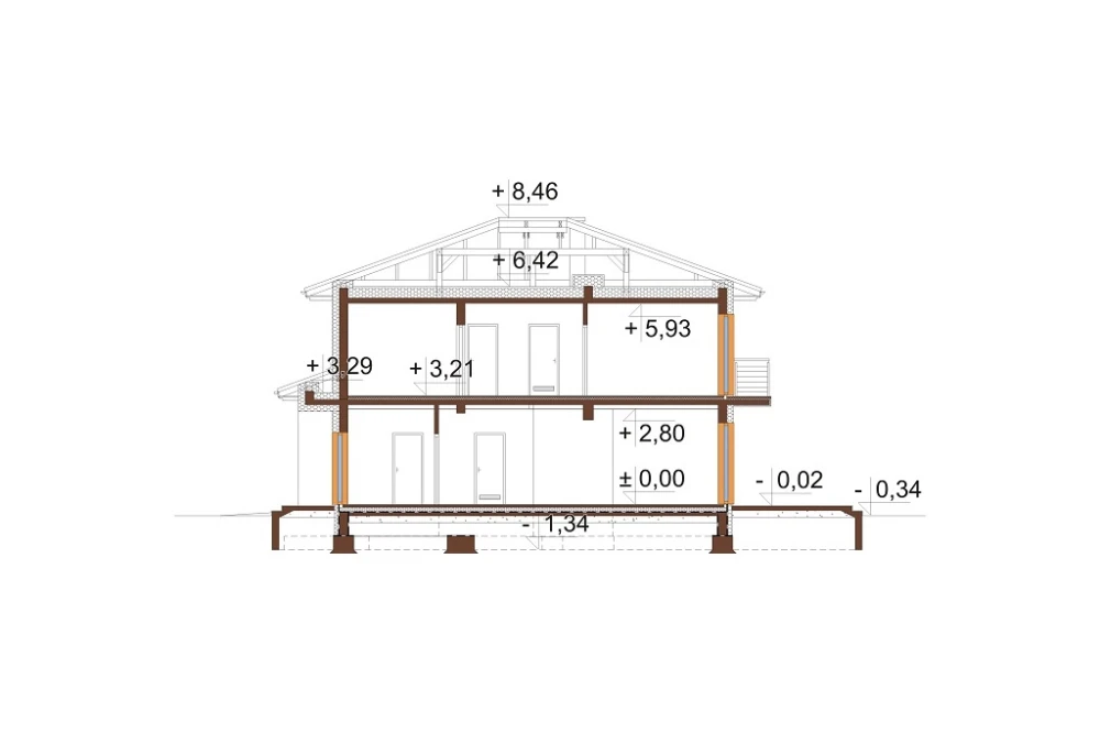 Projekt domu Igetio 2 L-6679, piętrowy z garażem, jednorodzinny - przekrój B-B