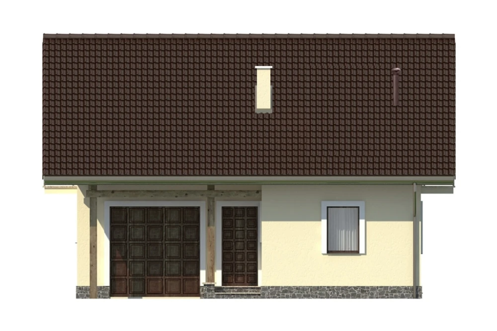 Projekt domu Ćmielów DM-6197, parterowy z poddaszem mieszkalnym, z garażem - wizualizacja elewacji frontowej