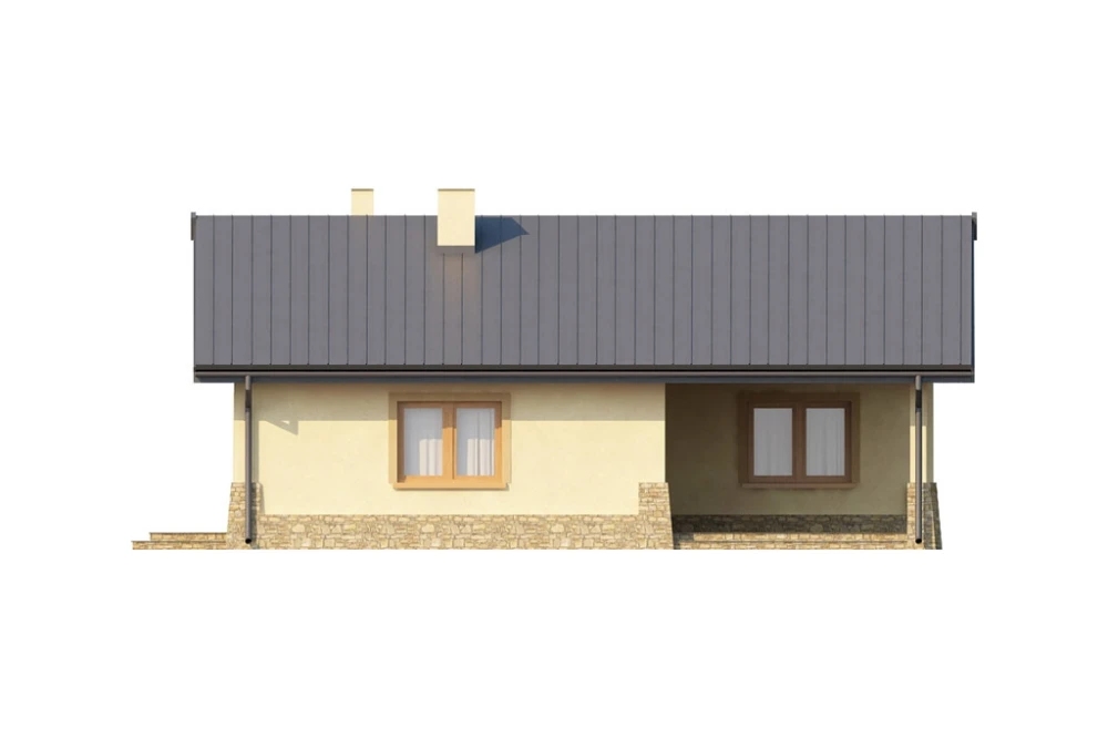 Projekt domu Mościska DM-6300, parterowy, bez podpiwniczenia - wizualizacja elewacji ogrodowej