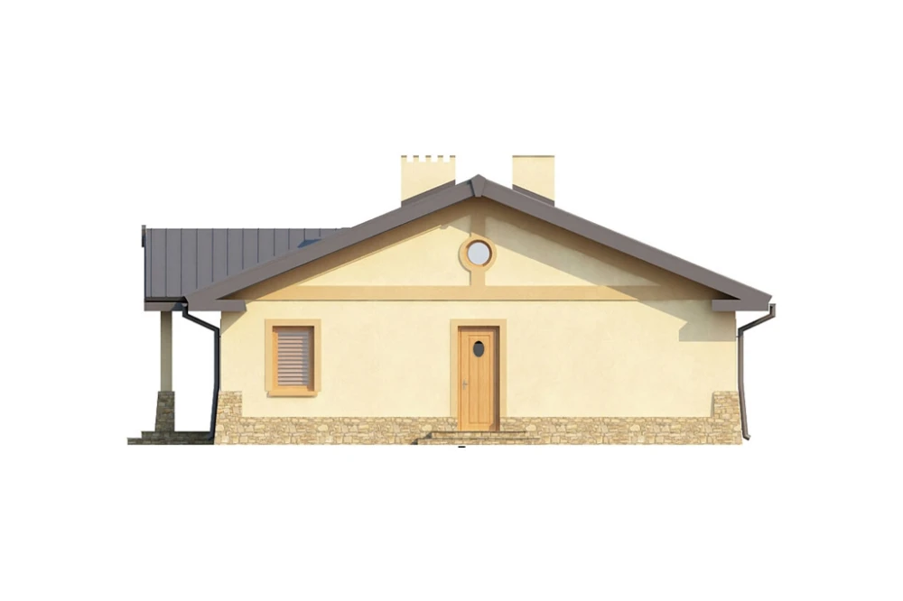 Projekt domu Mościska DM-6300, parterowy, bez podpiwniczenia - wizualizacja elewacji prawej