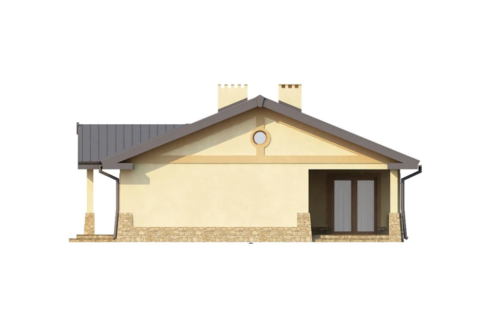 Projekt domu Rakoszyn L-6300, parterowy, bez podpiwniczenia - wizualizacja elewacji prawej