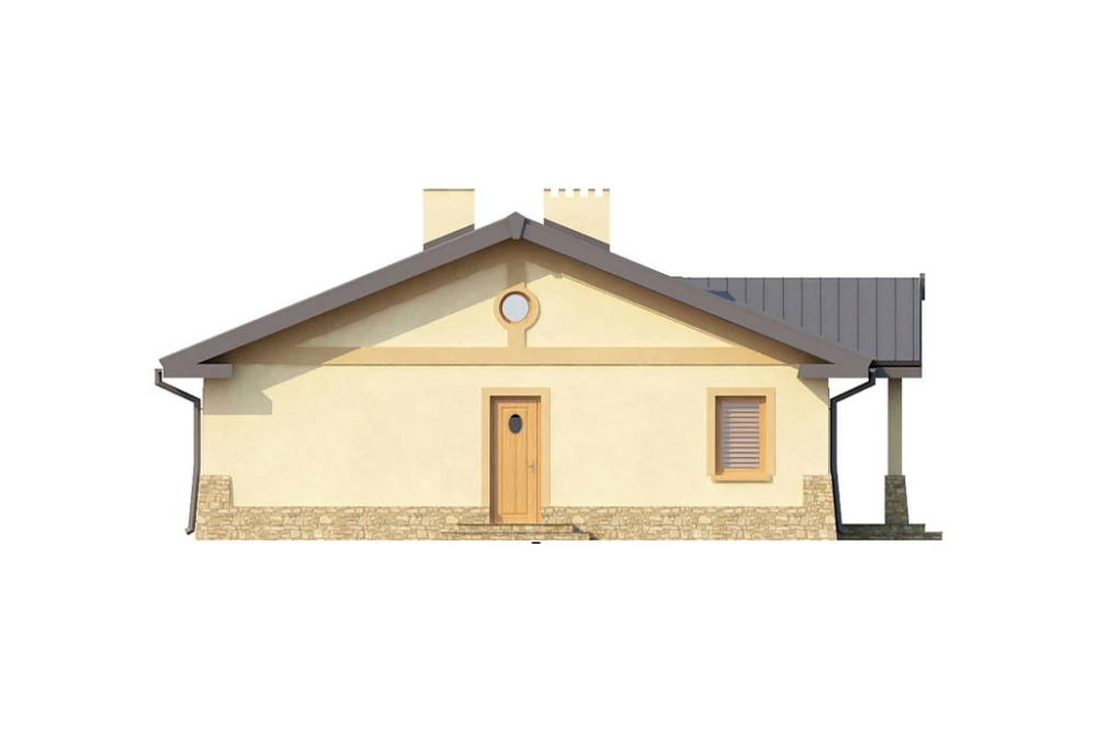 Projekt domu Rakoszyn L-6300, parterowy, bez podpiwniczenia - wizualizacja elewacji lewej