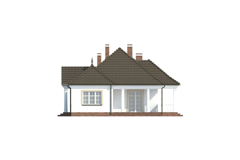 Projekt domu Poniatowice L-6313, parterowy, z garażem , bez podpiwniczenia - wizualizacja elewacji prawej