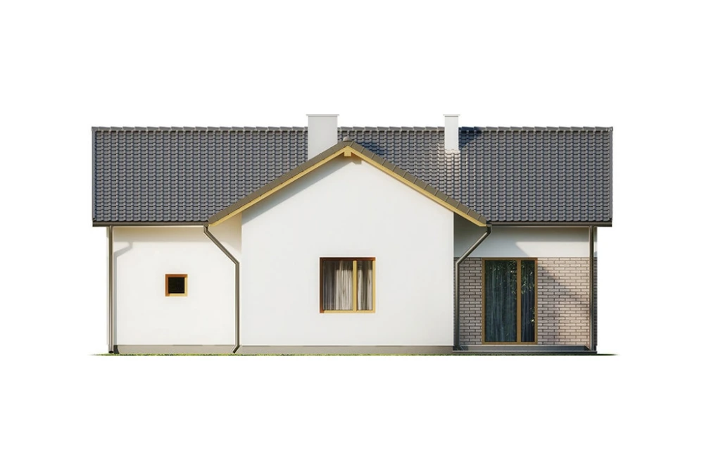 Projekt domu Kocanka 2 L-6619, parterowy z poddaszem użytkowym i garażem - wizualizacja elewacji ogrodowej