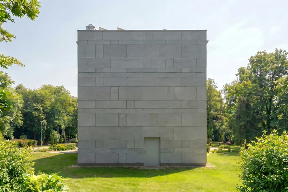 Projekt budynku biurowego K-179, trzykondygnacyjny, niepodpiwniczony, zaprojektowany w technologii tradycyjnej murowanej - wizualizacja elewacji ogrodowej