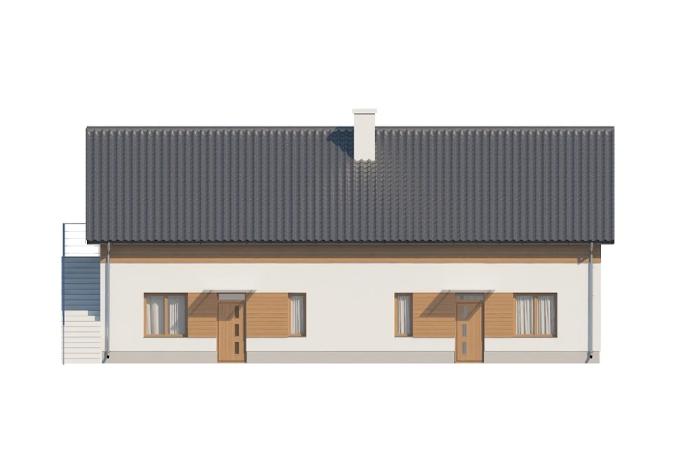 Projekt domu Ibala 2 L-6646, lokalno - usługowy, parterowy z poddaszem nieużytkowym - wizualizacja elewacji frontowej