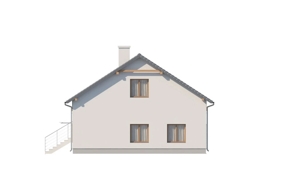 Projekt domu Ibala 2 L-6646, lokalno - usługowy, parterowy z poddaszem nieużytkowym - wizualizacja elewacji prawej