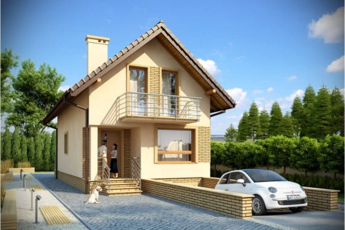 Projekt domu Łowicz DM-6285, parterowy z poddaszem użytkowym, podpiwniczony, z garażem - kolorystyka wersja 2