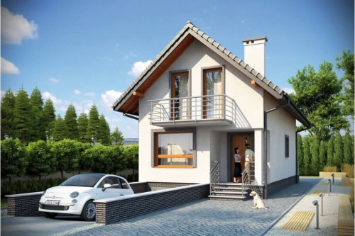 Projekt domu Bieżanowiec tech. L-6285 tech., parterowy z poddaszem użytkowym, podpiwniczony, z garażem - kolorystyka wersja 1