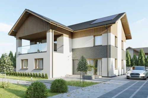 Projekt domu Histrium 2 tech. L-6799 tech.,  jednorodzinny, dwulokalowy z dwoma kondygnacjami nadziemnymi - kolorystyka wersja 2