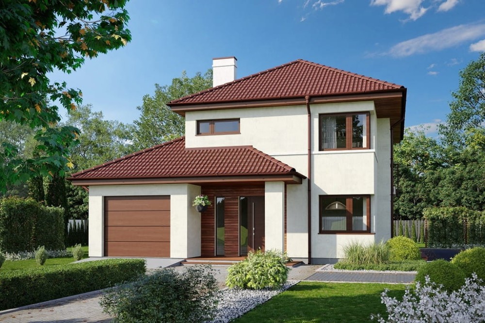 Projekt domu Mursa tech. DM-6801 tech., piętrowy, niepodpiwniczony, z garażem jednostanowiskowym - kolorystyka wersja 3