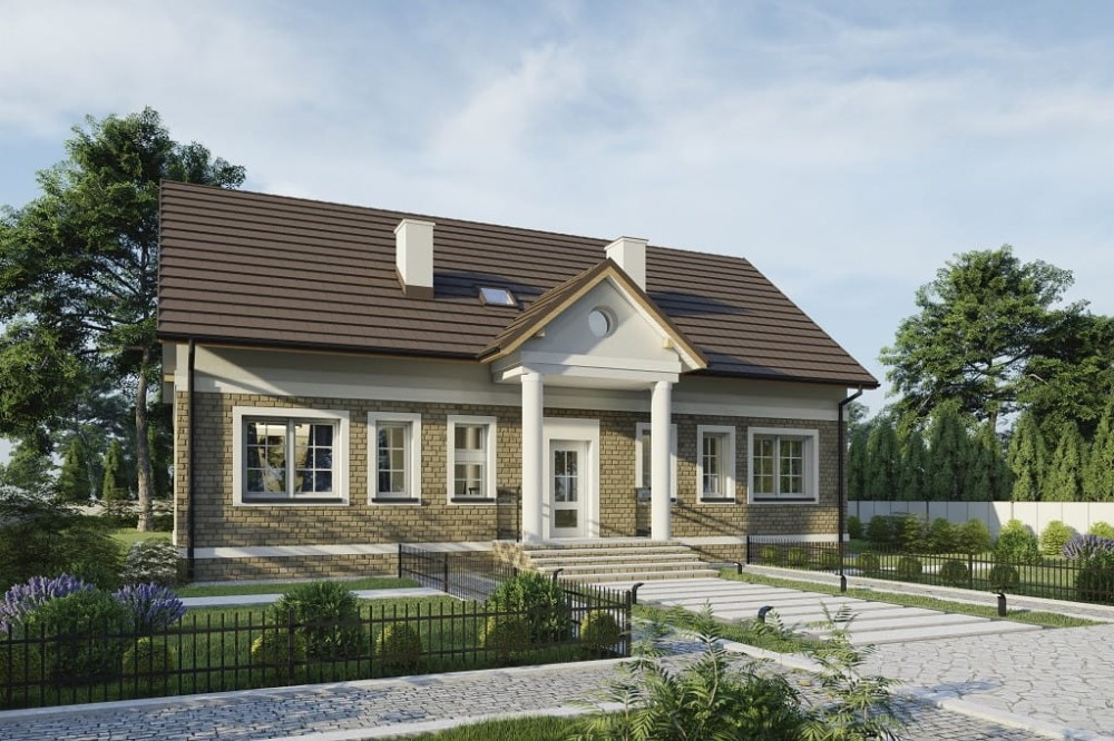 Projekt domu Orvio tech. DM-6804 tech., parterowy z poddaszem użytkowym, niepodpiwniczony, bez garażu - kolorystyka wersja 3