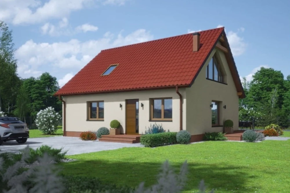 Projekt domu Eliorne 2 L-6812, parterowy z poddaszem użytkowym, niepodpiwniczony i bez garażu - kolorystyka wersja 2