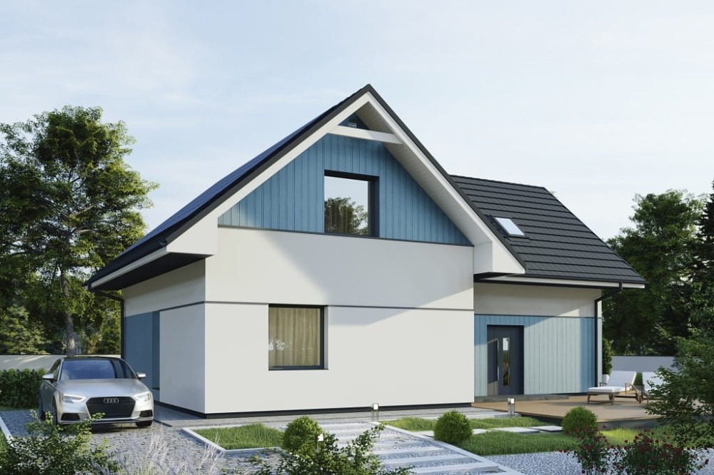 Projekt domu Venta tech. DM-6809 tech., parterowy, z poddaszem użytkowym, niepodpiwniczony, bez garażu - kolorystyka wersja 3