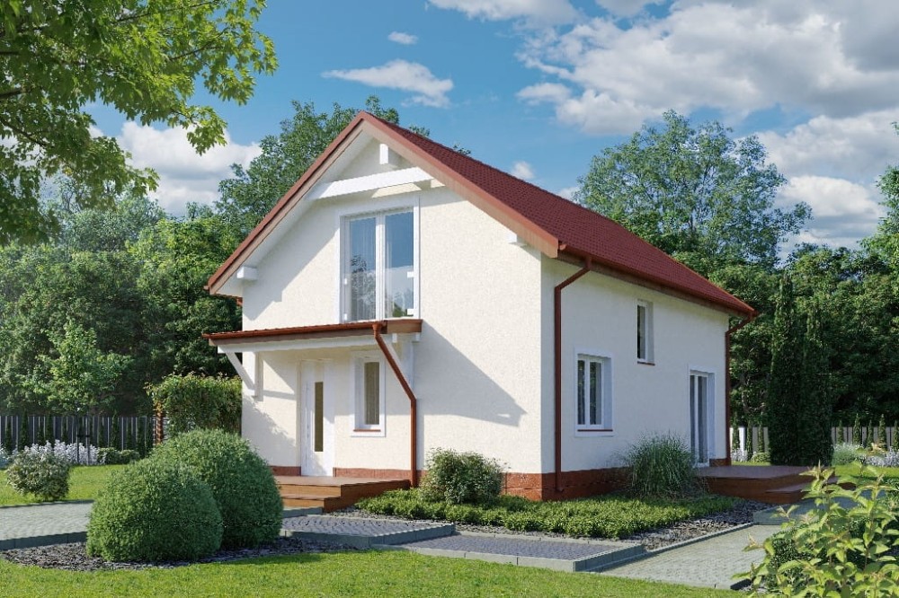 Projekt domu Silbis 2 tech. L-6810 tech., parterowy z poddaszem użytkowym, niepodpiwniczony, bez garażu - kolorystyka wersja 4