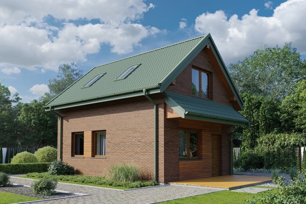 Projekt domu Zenna 2 tech. L-6818 tech., parterowy z poddaszem użytkowym, niepodpiwniczony, bez garażu - kolorystyka wersja 4