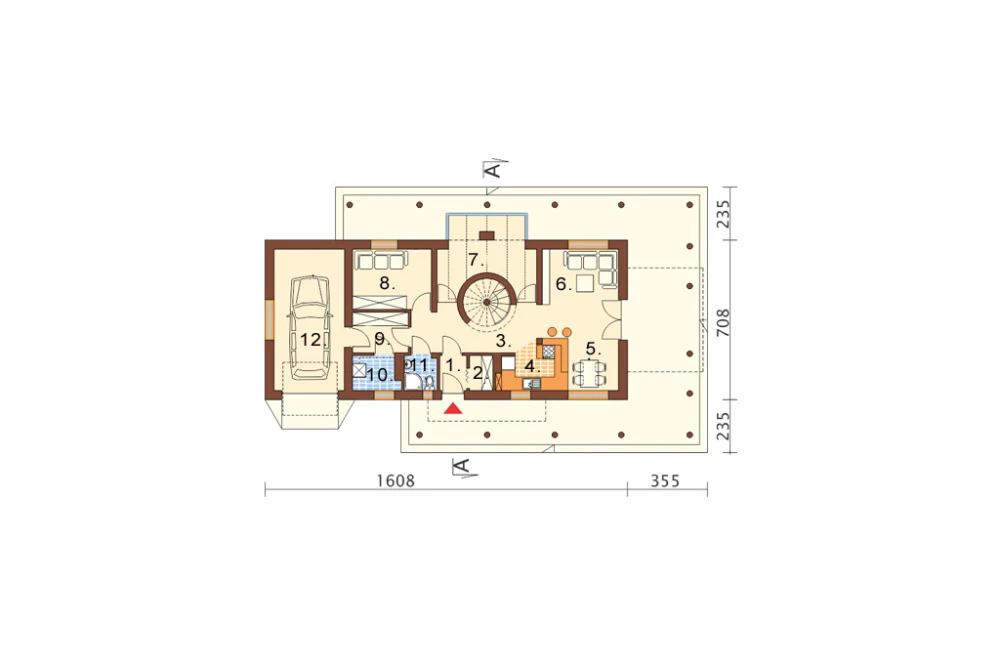 Projekt domu Civetta Due L-6468, piętrowy, z garażem, bez podpiwniczenia - rzut parteru