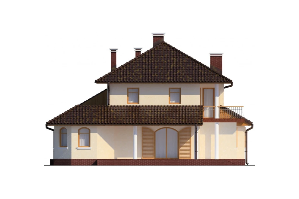 Projekt domu Falzorego Due L-6455, piętrowy, z garażem dwustanowiskowym, niepodpiwniczony - elewacja ogrodowa