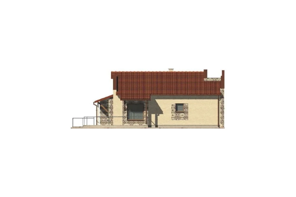 Projekt baru LK-03, budynek parterowy, niepodpiwniczony - elewacja prawa