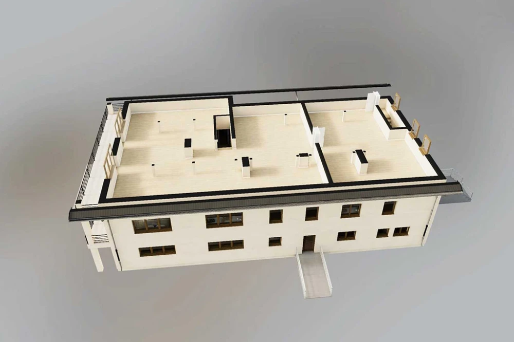 Projekt domu Napoca DM-6823, parterowy z poddaszem nieużytkowym do adaptacji, jednorodzinny, podpiwniczony, z garażem dwustanowiskowym - rzut 3D poddasza
