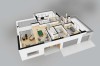 Projekt domu Celsa DM-6857, piętrowy, niepodpiwniczony, z 2 garażami – rzut 3D piętra