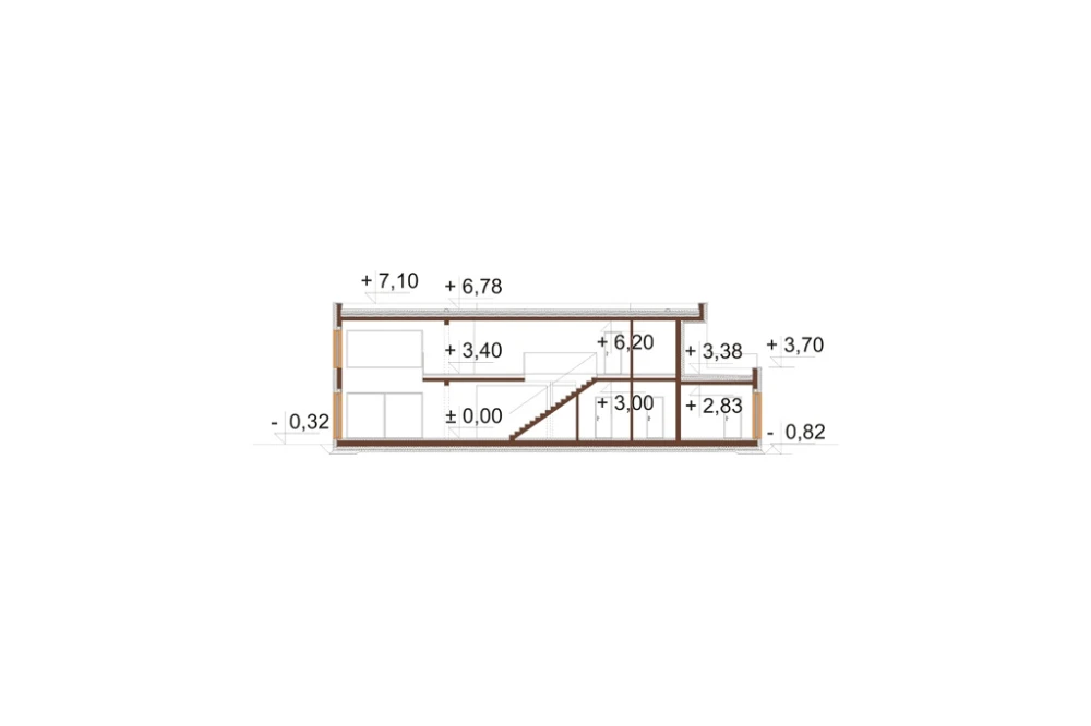 Projekt domu Celsa DM-6857, piętrowy, niepodpiwniczony, z 2 garażami – przekrój A-A