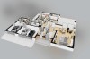 Projekt domu Celsa 2 L-6857, piętrowy, niepodpiwniczony, z 2 garażami – rzut 3D parteru