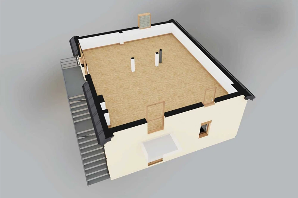 Projekt domu Maltis DM-6866, parterowy z poddaszem nieużytkowym, bez garażu, bez podpiwniczenia - rzut 3D poddasza