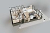 Projekt domu Atra DM-6875, parterowy, bez podpiwniczenia – rzut 3D parteru