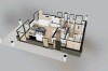Projekt domu Atra 2 L-6875, parterowy, bez podpiwniczenia – rzut 3D parteru