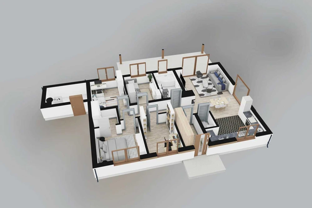 Projekt domu Lucus DM-6880, parterowy, niepodpiwniczony, bez garażu - rzut 3D parteru