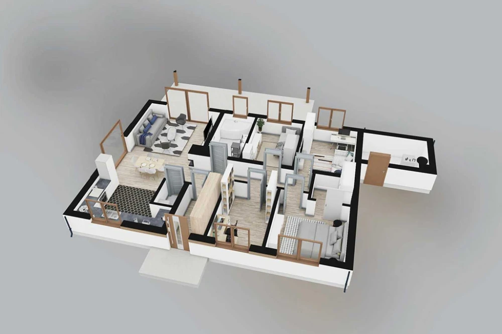 Projekt domu Lucus 2 L-6880, parterowy, niepodpiwniczony, bez garażu - rzut 3D parteru