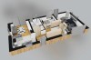 Projekt domu Brattea 2 L-6884, jednorodzinny parterowy, niepodpiwniczony, z garażem - rzut 3D parteru