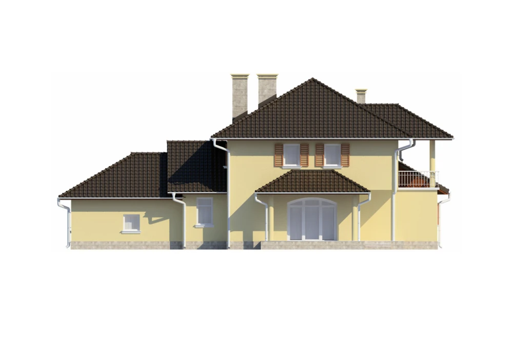 Projekt domu Pordoi Due L-6456, piętrowy, z garażem dwustanowiskowym, bez podpiwniczenia - elewacja ogrodowa