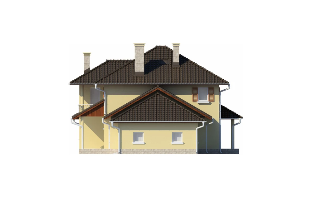 Projekt domu Pordoi Due L-6456, piętrowy, z garażem dwustanowiskowym, bez podpiwniczenia - elewacja prawa