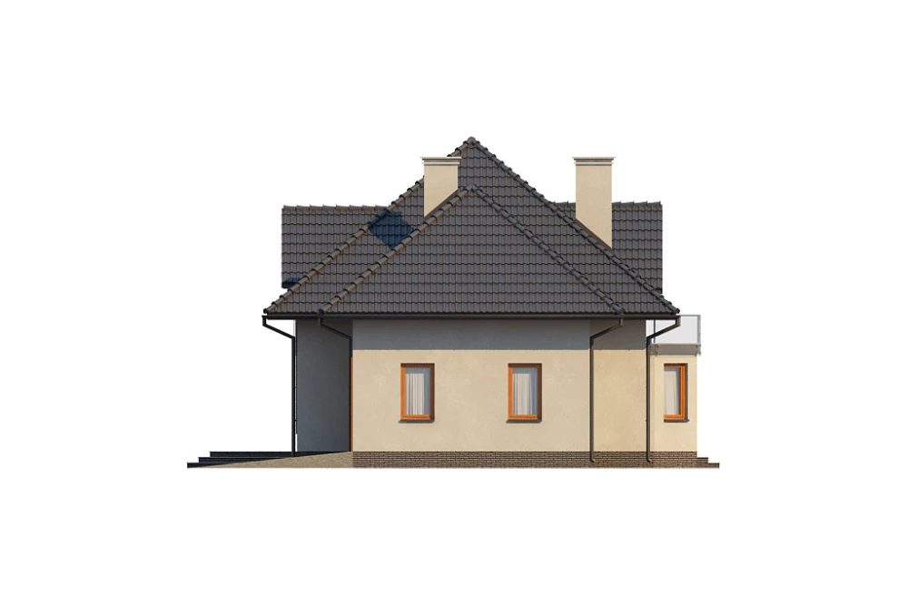 Projekt domu Bielany DM-6364, parterowy z poddaszem mieszkalnym, bez podpiwniczenia, z garażem - elewacja prawa