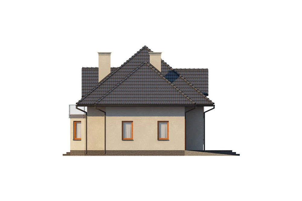 Projekt domu Bielany 2 L-6364, parterowy z poddaszem mieszkalnym, bez podpiwniczenia, z garażem - elewacja lewa
