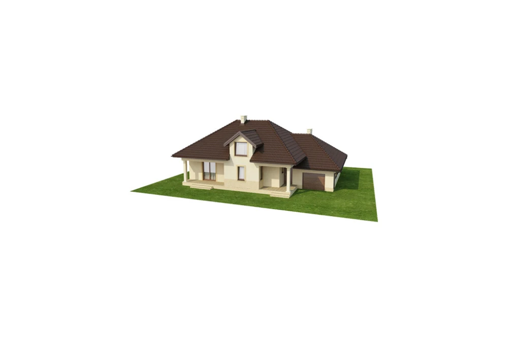 Projekt domu Bartoszyce DM-6371, parterowy z poddaszem mieszkalnym, z garażem, bez podpiwniczenia - model