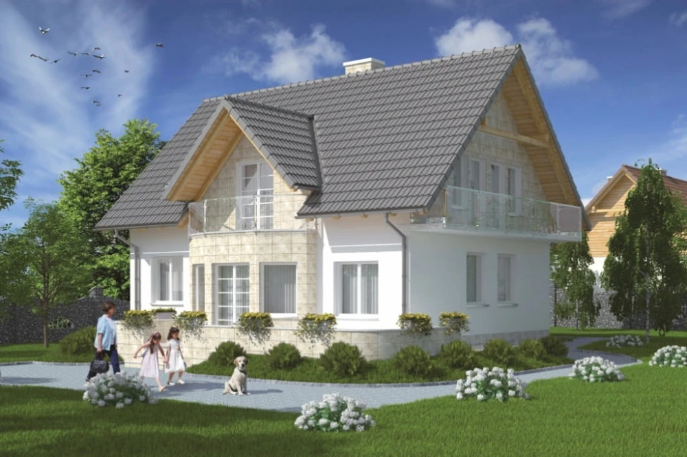 Projekt domu Dwerniczek N tech. DM-5573 N tech., parterowy z poddaszem mieszkalnym, bez podpiwniczenia - kolorystyka wersja 2