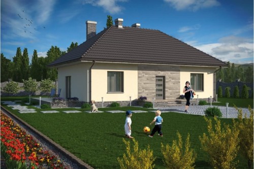 Projekt domu Stawin N tech. DM-5594 N tech., parterowy, bez podpiwniczenia - kolorystyka wersja 1