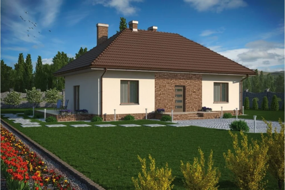 Projekt domu Stawin N tech. DM-5594 N tech., parterowy, bez podpiwniczenia - kolorystyka wersja 2