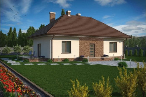 Projekt domu Stawin N tech. DM-5594 N tech., parterowy, bez podpiwniczenia - kolorystyka wersja 2