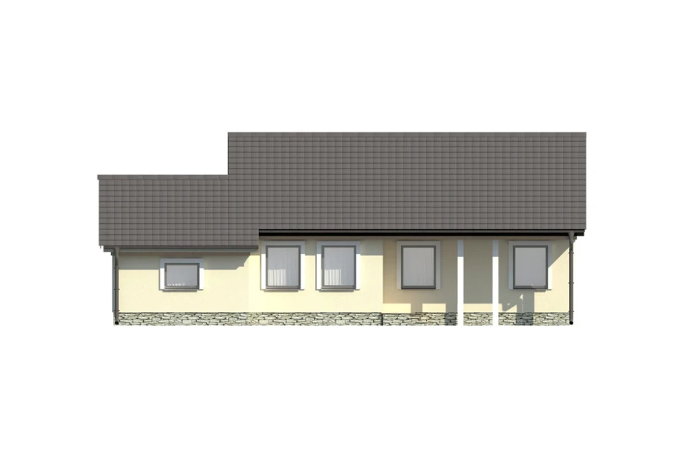 Projekt domu Domaszków L-5538, parterowy z garażem, bez podpiwniczenia - elewacja ogrodowa