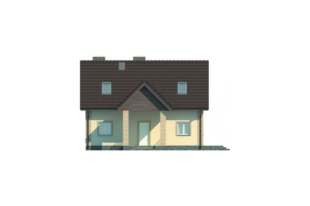 Projekt domu Olcza DM-5570, parterowy z poddaszem mieszkalnym, bez podpiwniczenia - elewacja frontowa