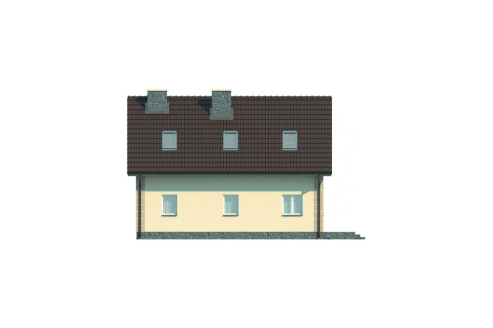 Projekt domu Olecko L-5570, parterowy z poddaszem mieszkalnym, bez podpiwniczenia -  elewacja ogrodowa