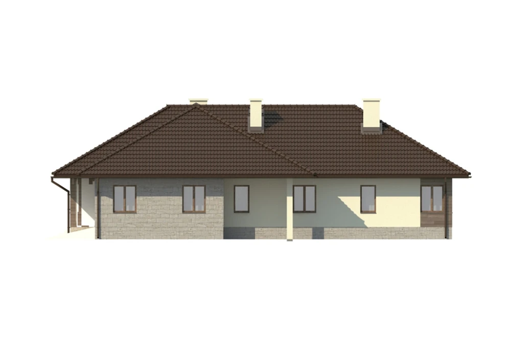 Projekt domu Purzyce DM-5572, parterowy, niepodpiwniczony, bez garażu - elewacja prawa