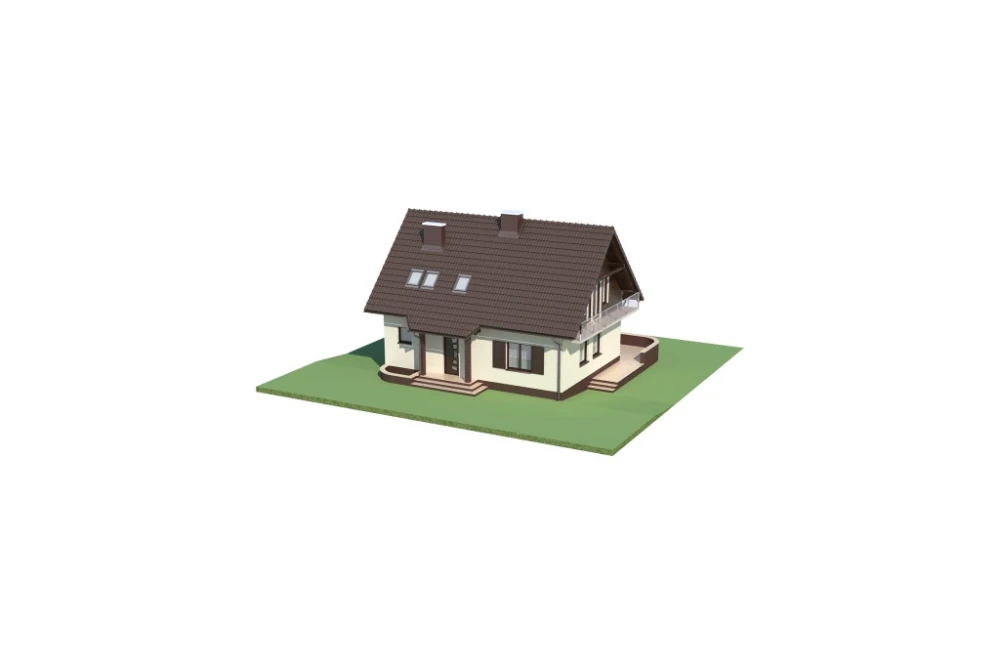 Projekt domu Racławice L-5573, parterowy z poddaszem mieszkalnym, bez podpiwniczenia - model