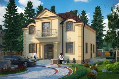 Projekt domu Grok 2 L-6501, parterowy z poddaszem użytkowym, bez garażu, bez podpiwniczenia, z werandą - kolorystyka wersja 1