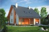 Projekt domu Ostrowiec tech. L-6159 tech., parterowy z poddaszem mieszkalnym, z garażem, bez podpiwniczenia - kolorystyka wersja 2