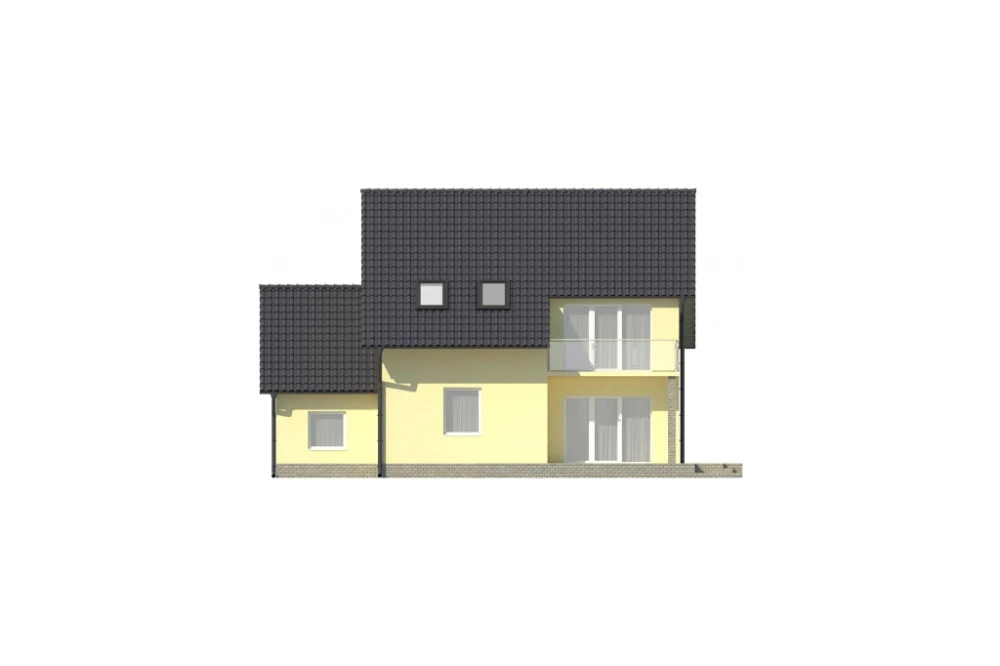 Projekt domu Marcelin DM-6016, parterowy z poddaszem mieszkalnym, z garażem, bez podpiwniczenia - elewacja ogrodowa